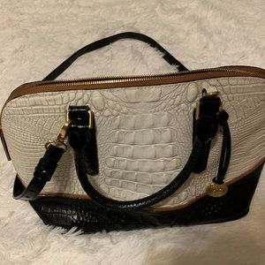 Brahmin Cream, Black and Tan Handbag